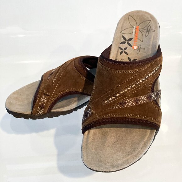 New! Merrell Terran Slide Comfort Sandals - Dark Earth/Brown - Size 7M - Picture 1 of 7